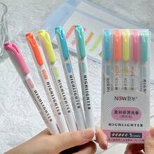 5/15pcs Colorful Fluorescent Markers Set, Soft Water Dual-Tip Markers, Note-Taking, Numbering, Drawing, Notebook, Diary, Student Stationery, School Supplies (Random Color Style), Back To School Season, Halloween, Christmas, New Year Gift - Multicolor - View 7