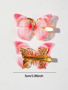 20pcs Girls Rhinestone Mesh Fairy Double Layer Faux Butterfly Hair Clips Elegant Sweet Versatile Cute Head Accessories Top Clip Back Clip Side Clip Duck Mouth Clip Daily Use - Multicolor - View 5