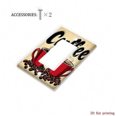 1pc [2D Flat Print] Vintage Coffee Cup Beans Switch Plate Cover, Suitable Switches Or Outlets, No Batteries Required, Non-, Available In Various Mounting Styles Home Decoration