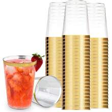 20pcs 7oz/200ml Gold Rim Aviation Water Cups - Durable Crystal Clear Water Cups For Weddings And Parties[Reusable] - Multicolor - View 1