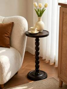 1pc Round Side Table, Sofa Side Table, Coffee Table, Storage Rack, Indoor Plant Stand, Classic Small Living Room Side Table, Wooden Corner Side Table, Suitable For Living Room Or Bedroom, Modern Furniture, Fashionable And Minimalist - Multicolor - View 8