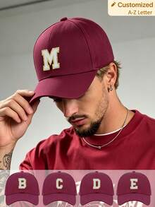 1pc Y2K Street Style Customized Initial Baseball Cap, UV Protection Breathable Summer Sun Hat, Adjustable Face-Slimming Cap, Unisex - Multicolor - View 4