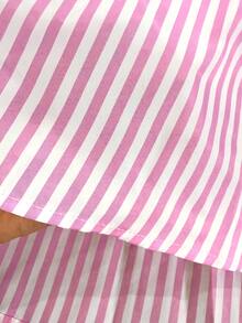 Damen Mode Lässig A-Linie gestreifter Volant Saum vielseitiger Rock Pink Frühling - Pink - Übersicht 7