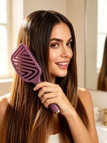 Ventilated Curved Detangling Hair Brush, Fast Drying Hollow Comb With Ergonomic Handle, Heat Resistant Anti-Tangle Brush For Wet Dry Straight Curly Hair, University Essentials, Autumn Hair Tools, Christmas Decorations, Halloween Decorations - Multiple Styles - View 2