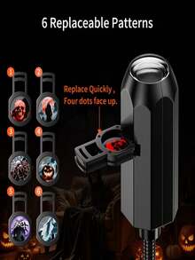 7pcs USB Halloween Projection Lights, LED Scary Atmosphere Lights, USB Powered, Interchangeable Scary Patterns - Ghost, Witch, Skeleton, Spider, Bat And Pumpkin - Plug And Play, Suitable For Home Decor, Halloween Decoration, Party Decoration And Room Decor - Halloween USB Projector Light 2 - View 8