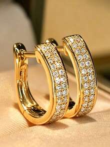 1 Pair Fashionable Cubic Zirconia Earrings, Jewelry Gift For Women On Party, Engagement, Anniversary, Valentine's Day - 2# - View 19