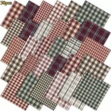 30/60pcs Striped Plaid Fabric Set, Pre-Cut Fabric, Vibrant Classic Plaid Combination, Premium Colored Yarn-Dyed Plaid Fabric, Suitable For DIY Sewing, DIY Crafts, Home Decor, Patchwork And Embroidery Crafts. Soft, Durable, Multi-Functional Fabric, Christmas Preferred Fabric, Hand Wash Only. - one-size - View 13