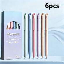 6pcs Morandi Series Assorted Color Retractable Gel Pens Set 0.5mm ST Nib Quick-Dry Ink Smooth Writing Colored Pens Suitable For Bullet Journal/Notes/Drawing Girls School Supplies School Essentials Cute Stationery College Essentials Office Students - Multicolor - View 6