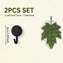 Juego de 2 toallas con forma de hoja/Toalla colgante suave y absorbente/Gancho de pared/Adecuado para baño, cocina, decoración del hogar/Regalo para amantes de las plantas/Estilo lindo/Se puede colgar - 2 piezas (hoja de arce + gancho) - Ver 1
