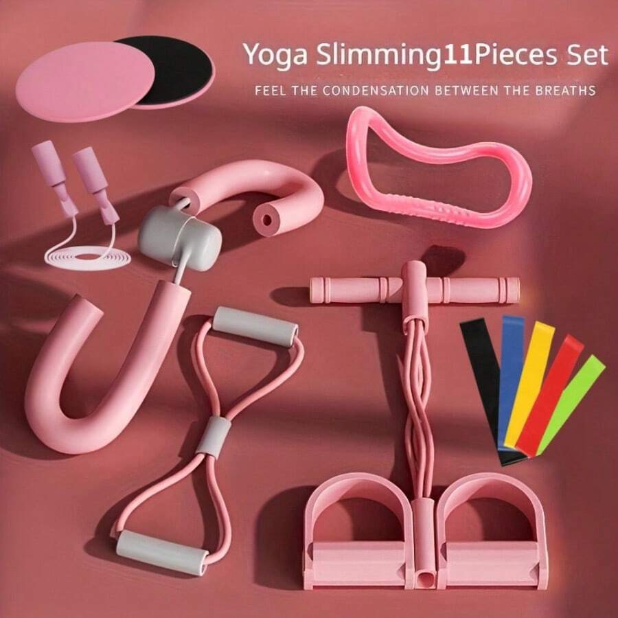 4/11pcs Yoga Fitness Set - Includes EVA Material Elastic Band, Resistance Pedal, 8-Shaped Pull Band And Leg Muscle Trainer, Designed For Flexibility And Massage