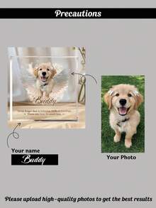 Custom Pet Memorial Acrylic Plaque, Personalized Dog And Cat Name And Date Commemorative Block, 1cm Thick Transparent Acrylic Photo Frame, Angelic Desktop Office Home Decor, Pet Owner Bereavement Mourning Gift Idea - Multicolor 2 - View 6