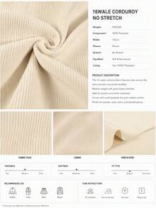 Women's Beige Woven Vintage Jacket, Lapel Collar, Long Sleeve, Gold Button Decor, Gender-Neutral Streetwear Outerwear For Autumn, Back To School Teacher's Day Regular Length Flight Jacket Style, Halloween And Christmas Jacket, Ribbed Fabric Non-Stretch - Champagne - View 8