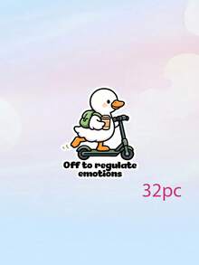 8/16/32pcs Custom Text Cute Skateboard Duck Stickers, Off To Regulate Emotions Cartoon Duck Decals For Water Bottle, Laptop, Phone Case, Lunch Box, Tablet, Scrapbooking, Cute Funny Positive Quote Sticker - Multicolor - View 7