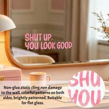 1/3pcs Inspirational Quote Mirror Stickers, With "You Are Gentle, Smart, Beautiful" Quote, Pink Handwritten Design, Electrostatic Adhesion Removable, Suitable For Bathroom Vanity Decor, Christmas Decoration - Mirror - View 4