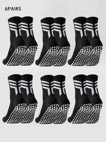 1/3/6 Pairs Men's Mid-Calf Silicone Non-Slip Breathable Comfortable Sports Socks Suitable For Basketball, Football, Running - Black and White - View 17