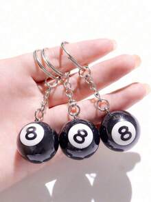 2pcs Billiard Ball Keychain,No.8 Black Pool Ball Pendant,Resin Key Ring,Car Key Holder,Backpack Charm,Novelty Game Accessory,Gifts For Men Friends - Multicolor - View 6