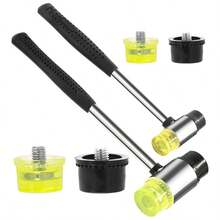 KLONKEE Double-Sided Soft Hammer With 2 Replacement Heads, Black Plastic Rubber-Coated Non-Slip Handle, Dual Interchangeable Rubber Hammer Heads, Suitable For Repair, Jewelry Processing, Woodworking Carving, Handmade DIY, Home Decor And More Portable Hand Tool - Double-sided Tape Hammer - View 2