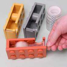 1/4pcs-Building Block Shaped Tape Dispenser, Creative Tape Holder, Transparent Tape Cutter, Office Supplies. Creative Tape Holder Tape Cutter, Office & Student Tape Box, Gift Stationery. Wrapping Paper Cutter, Tools & Home Decor. Convenient & Practical, Sturdy & Durable. - Multicolor - View 3