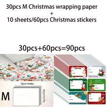 40/90/140pcs Christmas Tissue Paper Sheets, Festive Santa And Snowman Designs-Includes Christmas Stickers, Perfect For Gift Wrapping, Party Favors And Holiday Decorations, Christmas Paper, Packaging, Bouquets, Gift Wrapping Paper, Party Packs - Style E - View 13