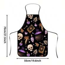 1pc Halloween Mysterious Magic Witch Print Apron, Featuring Magic Potion, Skull, Mandrake, Old Key Patterns, Durable Cooking Apron Suitable For Bakers, Cake Decorators, BBQ Enthusiasts, Gardeners, Painters, Nail Artists - Perfect Gift For Home And Professional Chefs - Multicolor - View 14