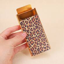 Cabin puff 1pc Vintage Leopard Print Cartoon Graffiti Portable Cigarette Case, Spring Slide Cover Long Storage Box, Personalized Portable Pocket Organizer Small Box, Wonderful Holiday Gift. - One Size Fits All - View 6