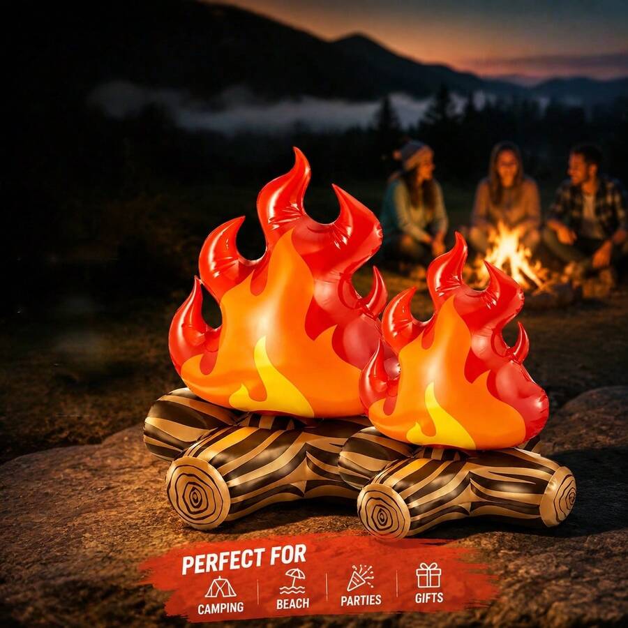 An Inflatable Flame Perfect For Decorating Camping Parties, Suitable For Both Indoor And Outdoor Use, A Simulation Campfire Perfect For Setting, And An Excellent Holiday Gift,Camping,Camping Decor