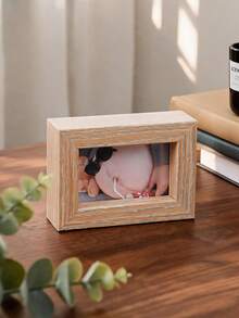 1pc 3D Minimalist Thick Frame Photo Frame, Vintage Dual-Tone Thick Edge Rectangular Mini Desktop Standing Photo Frame Home Office Decor Gift (Frame Only, No Photo Included) - Display Stand - View 10