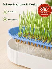 1 Peça Vaso Hidropônico para Grama de Gato 21*9,2*4,5cm, Kit de Cultivo de Grama de Gato Reutilizável e Destacável em PP com Bandeja de Drenagem, Caixa de Cultivo de Trigo Sem Solo para Gatos, Apenas o Vaso, Sementes Não Incluídas - Vaso de grama para gatos - Visão 6