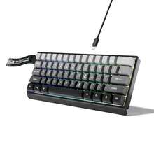 Teclado con cable 60% transparente, sin teclado numérico, con teclas contorneadas, teclado mini para juegos de 61 teclas, equipado con efecto de retroiluminación RGB genuino, cable de datos TYPE-C desmontable, adecuado para jugadores de PC, mecanógrafos, fácil de transportar - Gris - Ver 10