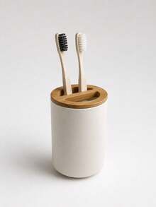Kit Para Banheiro Com 4 Peças Lavabo Luxuoso Preto ou Branco Com Bambu  Moderno e  Muito Elegante - Branco - Visão 6