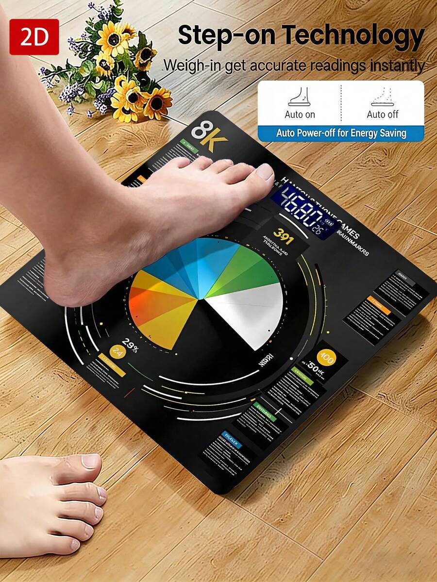 Tempered Glass Electronic Body Weight Scale, LED Display, Convenient And Easy To Use, Weight Measurement, Temperature Detection, Home Scale, Tempered Glass Scale, Modern Digital Scale, Minimalist Scale Design, Precision Engineering