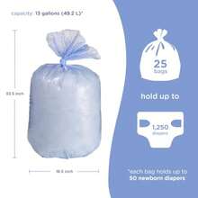 Diaper Pail Plastic Bags, 13-Gallon Capacity, Single Pack, Disposable Baby Waste Bags, Made From 50%  Material, Each Bag Holds Up To 50 - Violet - View 7