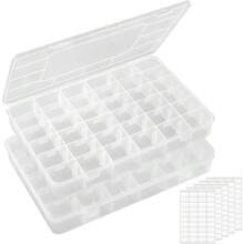 Pack Contains 2 Sorting Storage Boxes With 36 Compartments Each. Equipped With Movable Partition Boards And 5 Label Sticker Sheets, Ideal Storage Holder For Beads, Handmade Supplies And Assorted Jewellery Pieces. - 2 Pieces - View 9