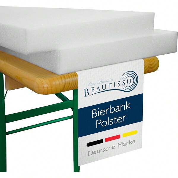 2er-Set Bierbankkissen, Schaumstoffpolster für Outdoor-Abdeckungen | Bequeme, 2 cm dicke Sitzkissen für Bierzelt-Sets, Partyzelt-Sets, Bierbankkissen, Sitzkissen, Biertisch 2x25x220cm Konstanz