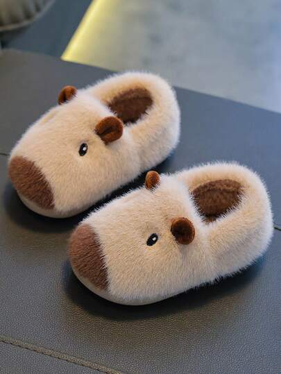 1 Pair Capybara Kids Plush Slippers, Cartoon Winter Home Non-Slip Slippers For Boys, Girls, Toddlers And Big Kids