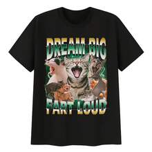 Dream Big Fart Load T-Shirt With Meme Print, Funny Summer Short-Sleeve T-Shirts For Women, Women's T-Shirt, Casual Clothing - Shape - View 1