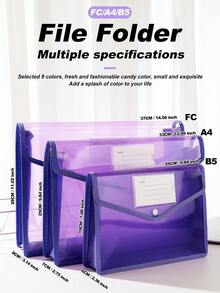 A4/B5/FC Back-To-School Must-Have | Transparent Snap-Button Expanding File Bag,Multi-Color Durable PP Accordion Pocket,Lightweight Waterproof Organizer For Students&Office,Cute Stationery Storage For Campus,Daily Commute, Study Group,Travel - Landscape - View 3