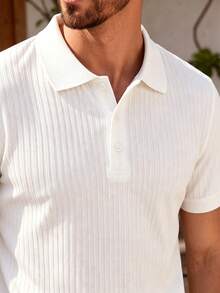 ALTZTAR Men's Textured Polo Collar Short Sleeve T-Shirt - White - View 3