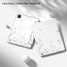 Pola Bunga Cetak UV Datar, Perlindungan Penuh Anti Jatuh Anti Guncangan, Casing Pelindung Tablet Lipat Y, Dengan Slot Pena dan Pelat Belakang Akrilik, Kompatibel dengan /Honor/Xiaoxin dan Model Lainnya - MultiWarna - View 2