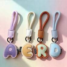1pc PU Leather 3D 26 Letters Keychain Pendant Ornament, Women's Fashion Bag Backpack Charm With Round Ring Buckle - Suitable For Valentine's Day Gift Or Decoration - Multicolor - View 2
