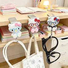 SANRIO 3pcs Random Color Cartoon Cat Desk Edge Hanging Hooks, Multi-Functional Storage Hooks For Middle School And High School Students, Desk, Backpack, Pen Bag, Glasses Storage, Girly Style Desktop Decoration Hooks, Office And Study Practical Creative Gift - One Size - View 2