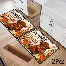 秋季可愛高地牛圍巾與南瓜圖案印花長條地毯，室內家居裝飾，廚房長墊，玄關門墊，走廊入口裝飾，臥室床邊地毯，客廳墊，洗衣房墊，浴室浴墊，適用於公寓、宿舍與居家日常裝飾 - 彩色 - 查看 12