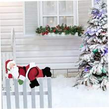 1pc 15.8" Realistic Christmas Santa Fence Peeker, Waterproof Fence Decoration For Christmas Outdoor Garden Yard Fence Decor - Multicolor - View 3
