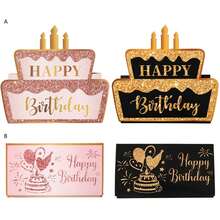 1 Set/4 Sets Pink & Black Glitter Birthday Money Pull Card, Cake-Shaped Foldable Cash Gift Box, Birthday Party Surprise Money Pull Greeting Card Gift Supplies - Multicolor - View 7