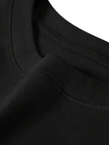Camiseta casual de hombre Doudou original y única _ Patrón de texto francés multicolor, transpirable y cómoda, con cuello redondo y manga corta, para - Negro - Ver 2