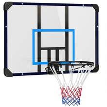 Wall-Mounted Basketball Hoop, Basketball Backboard With Rim And Net For Outdoor Use, Steel, 113 X 61 X 73 Cm, Ideal For Garden And Playground - 黑色+白色 - 查看 9