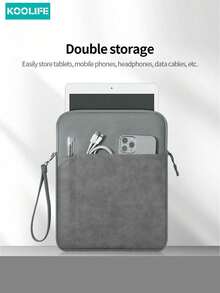 Koolife 1 buah Sarung Pelindung Tablet 8-13 Inci, Tas Tangan Portabel, Tas Penyimpanan Produk Elektronik, Casing Pelindung Anti Guncangan, Cocok Untuk iPad, Galaxy, dan Lainnya - Light Grey - View 4