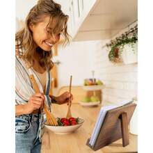 Beautiful Cookbook Stand For Your Kitchen Counter - Solid Wood Stand Easily Keeps Cook Or Recipe Books Open For Convenient Cooking - Perfectly Fits Your /Tablet And Enhances Any Kitchen Deco - Multicolor - View 4