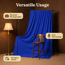 Fondo de Fotografía Azul - Cortina de Fondo para Foto y Grabación de Video | Fondo Multifuncional, Adecuado para Estudio, Grabación de Video, Retrato, Fiesta, No Reflectante (Soporte y Pinzas No Incluidos) - Ver 5