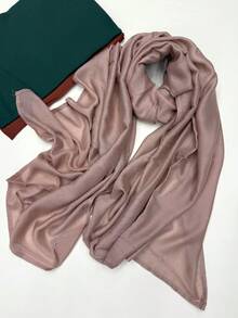 1 pieza Pañuelo musulmán de borde ancho de doble cara, casual, cómodo, versátil, de unicolor, delgado, transpirable, suave, para uso diario, vacaciones y viajes, envoltura para la cabeza, primavera y verano, nuevo pañuelo para mujer - Multicolor - Ver 37
